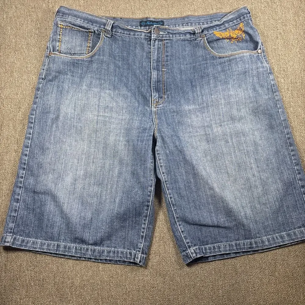 Jinzu Y2K Men’s Denim Shirts Jorts Size 48 Blue Clean Big & Tall